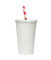 White blank medium size takeaway paper, carton or cardboard cola cup packaging template mockup collection isolated on white background including clipping path.