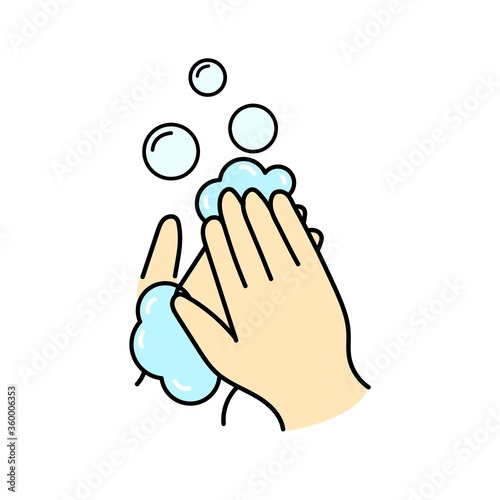 Hand wash color flat vector icon. Clean hands flat vector icon washing . Hygiene symbol on white isolated background. protection from coronavirus.