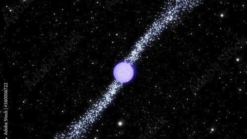 Cosmic spinning pulsar, shooting out hot particles