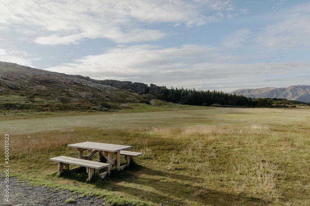 Picnic Table in an Open Field Picnic Table in an Open Field