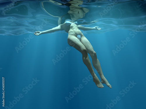 woman swim in the sea