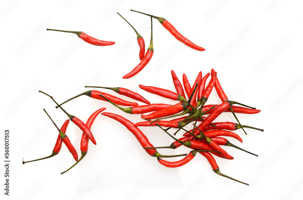 Red chili peppers on white background Red chili peppers on white background