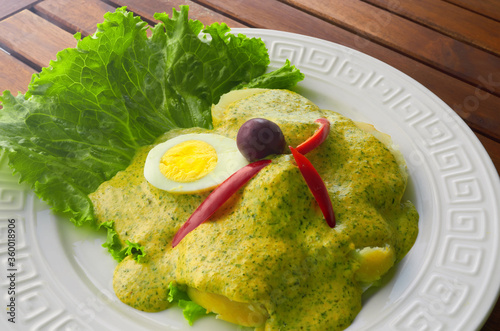 Ocopa Peruana, a traditional Peruvian dish which based ingredient is *Huacatay* photo