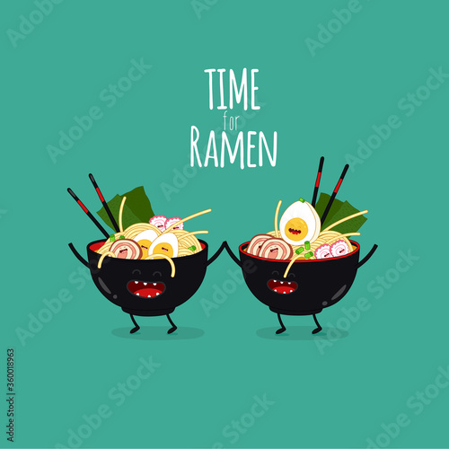 ramen bowls. Time for ramen. Vector illustration.