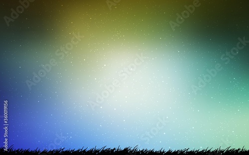 Light Blue, Green vector background with astronomical stars. Blurred decorative design in simple style with galaxy stars. Pattern for astrology websites.