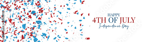 July 4th banner. USA Independence day holiday design. Simple lettering. Vector illustration.