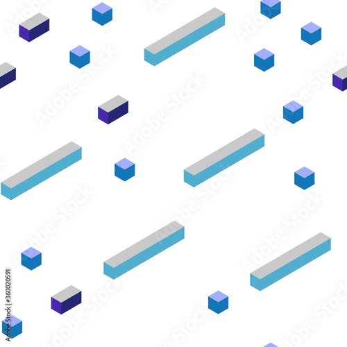 Dark Pink, Blue vector seamless, isometric pattern in square style. Glitter abstract illustration with rectangular shapes. Template for business cards, websites.