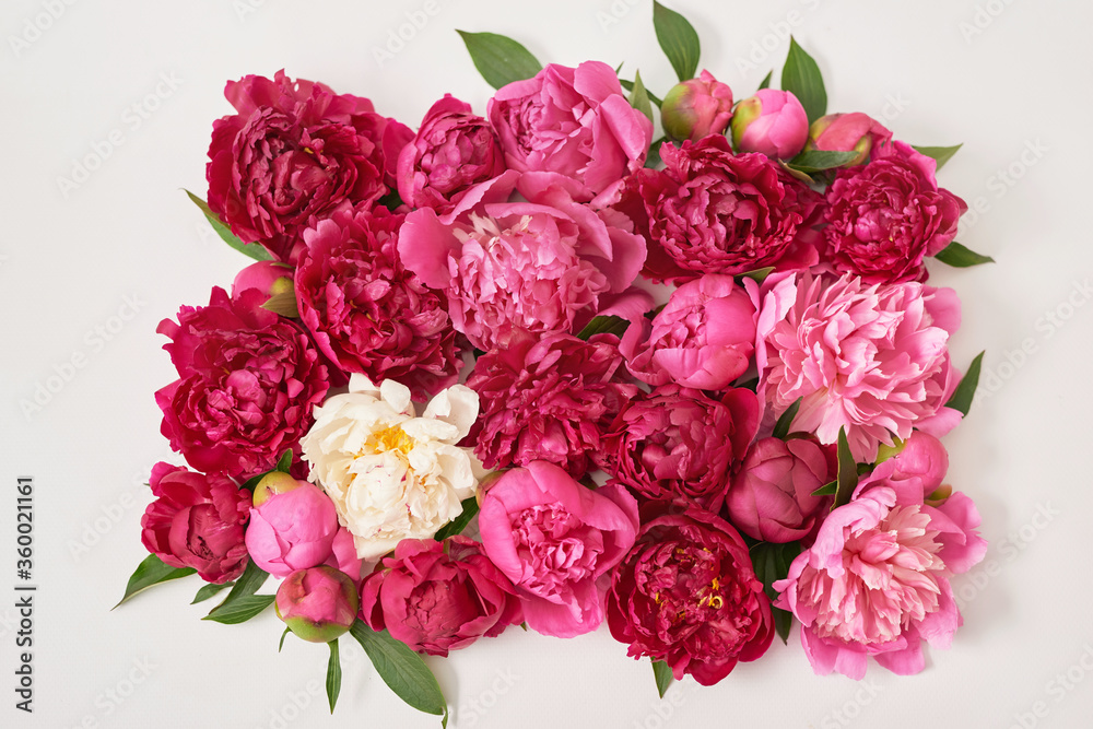 Peony bouquet. Rich bunch of peonies. Greeting card for mother's day. Women's Day. Valentine's Day. Copy space. Spring or summer greeting card with flowers.Wedding invitation.Happy Birthday Peony bouquet. Rich bunch of peonies. Greeting card for mother's day. Women's Day. Valentine's Day. Copy space. Spring or summer greeting card with flowers.Wedding invitation.Happy Birthday