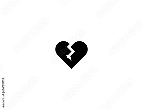 Broken heart vector flat icon. Isolated Breaking Heart emoji illustration symbol