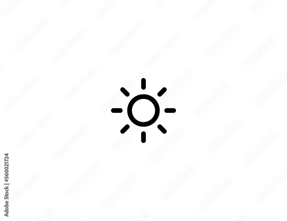 Brightness Button vector flat icon. Isolated sun, sunny weather emoji illustration symbol Brightness Button vector flat icon. Isolated sun, sunny weather emoji illustration symbol