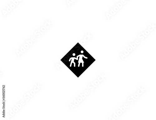 Children Crossing vector flat icon. Isolated Children Crossing Road Sign emoji illustration symbol