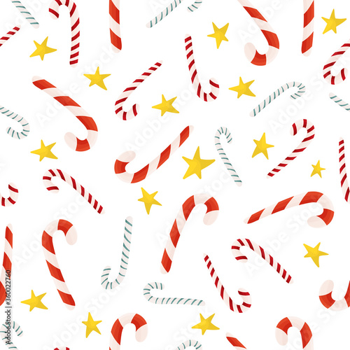 Candy canes vector seamless pattern. Christmas design.