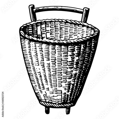 Vintage engraving of a basket