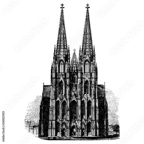 Vintage engraving of a gothic cathedral