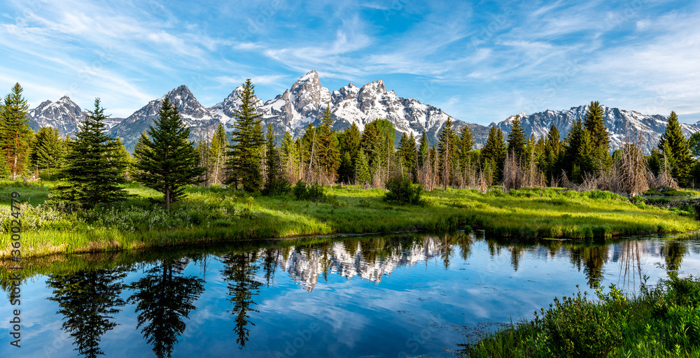 Reflection of the Grand Teton Mountain Range in Grand Teton National Park (4)