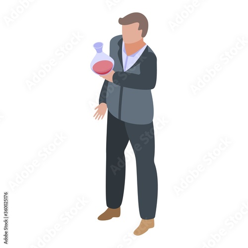 Red wine flask sommelier icon. Isometric of red wine flask sommelier vector icon for web design isolated on white background