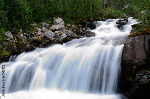 Fototapeta Naklejka Na Ścianę i Meble -  majestic mountain waterfall in northern norway
