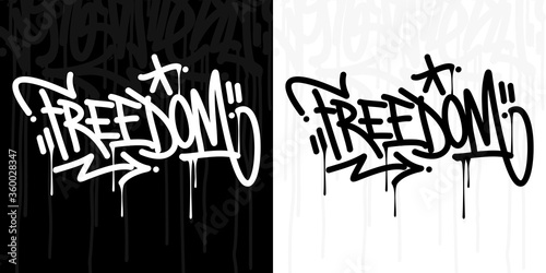 Word Freedom Abstract Hip Hop Hand Written Graffiti Style Vector Illustration Art
