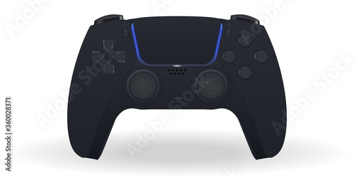 High Detailed Black Controller Vector Illustration. Joystick Or Gamepad Isolated