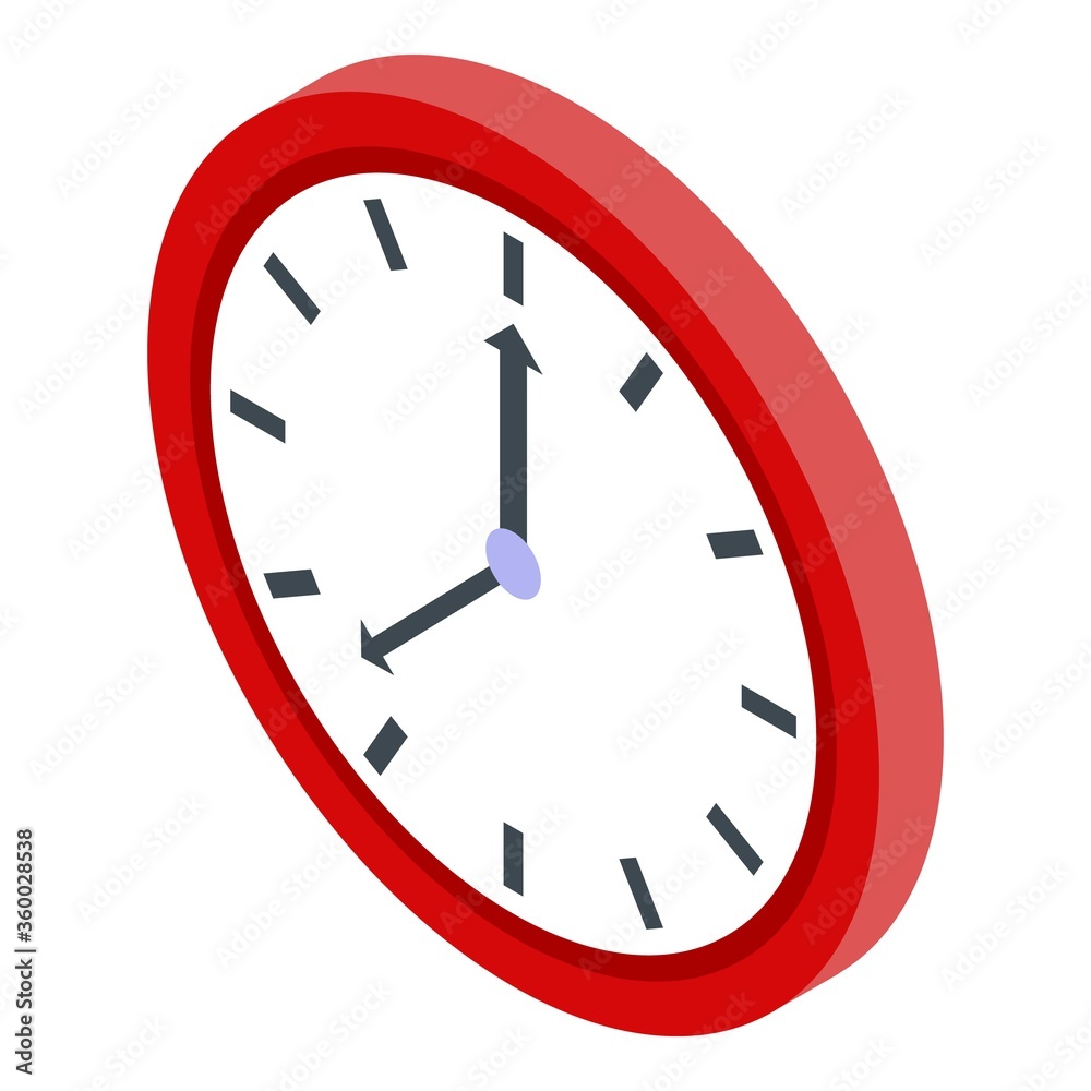 Manager wall clock icon. Isometric of manager wall clock vector icon for web design isolated on white background Manager wall clock icon. Isometric of manager wall clock vector icon for web design isolated on white background