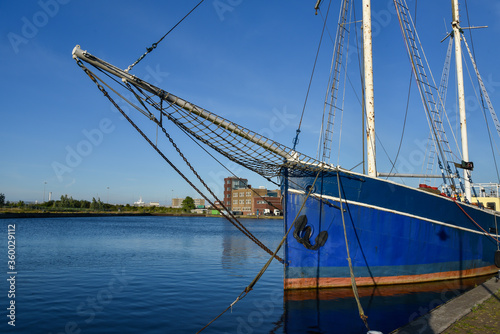 Bow with bowsprit of old Dutch fishing boat