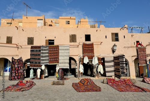 GHARDAIA, ALGERIA. TRADITIONAL ARCHITECTURE IN THE OASIS TOWN IN THE DESERT photo