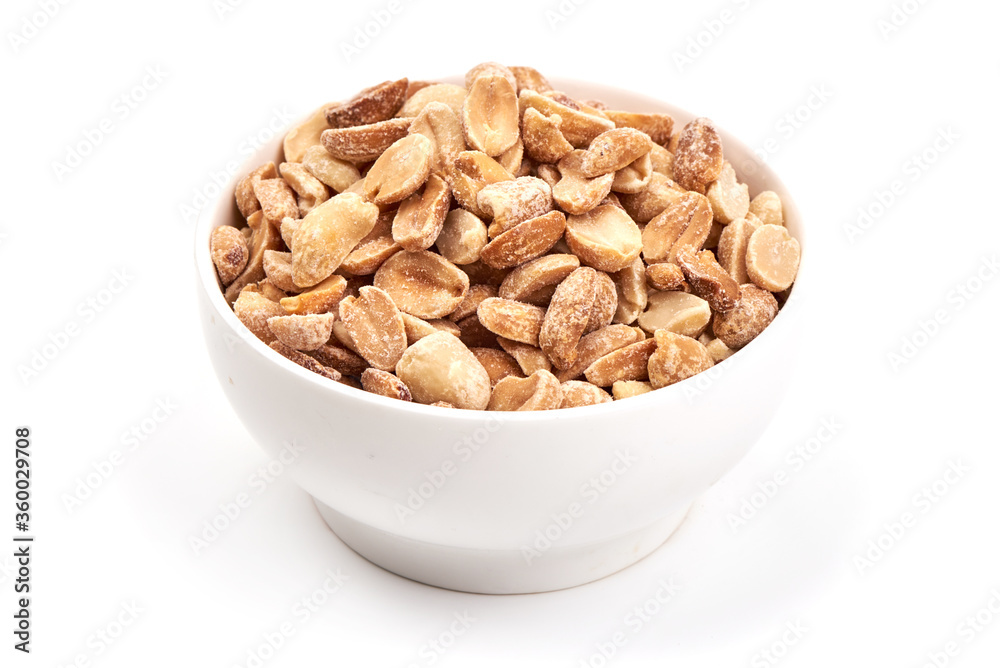 Roasted and Salted Peanuts, isolated on white background Roasted and Salted Peanuts, isolated on white background