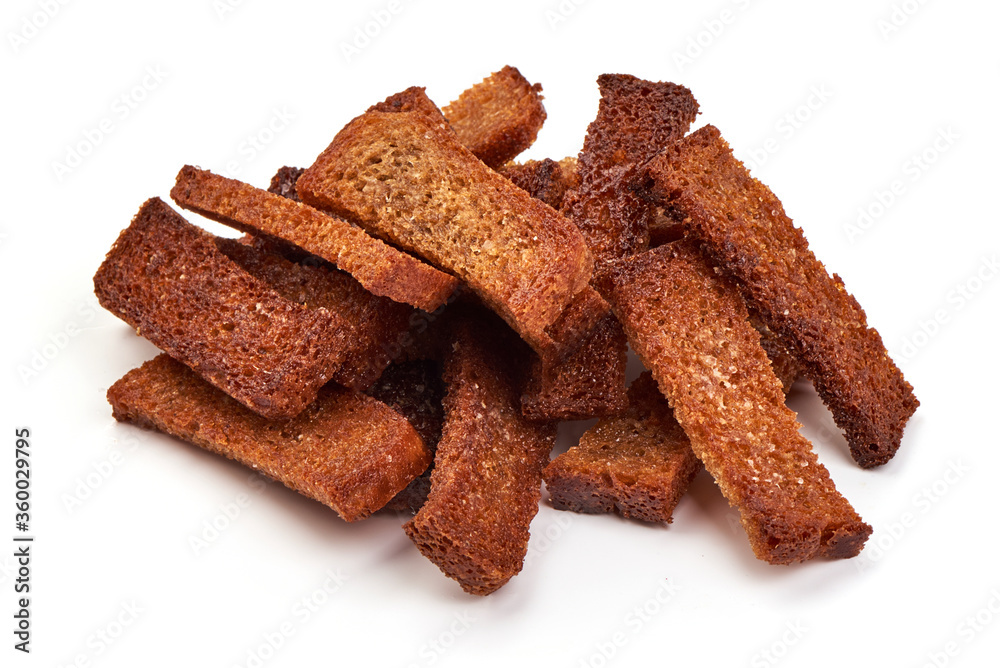 Fried Garlic croutons, isolated on white background Fried Garlic croutons, isolated on white background