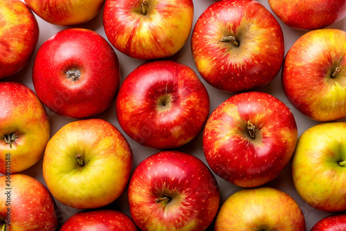 Red-yellow apples. View from above