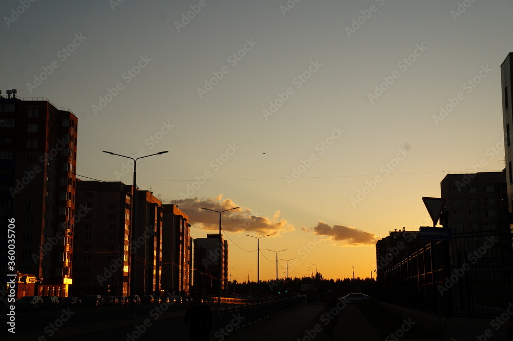 sunset over city sunset over city