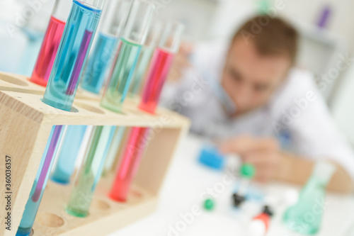 focused pictures of test tubes inside the lab