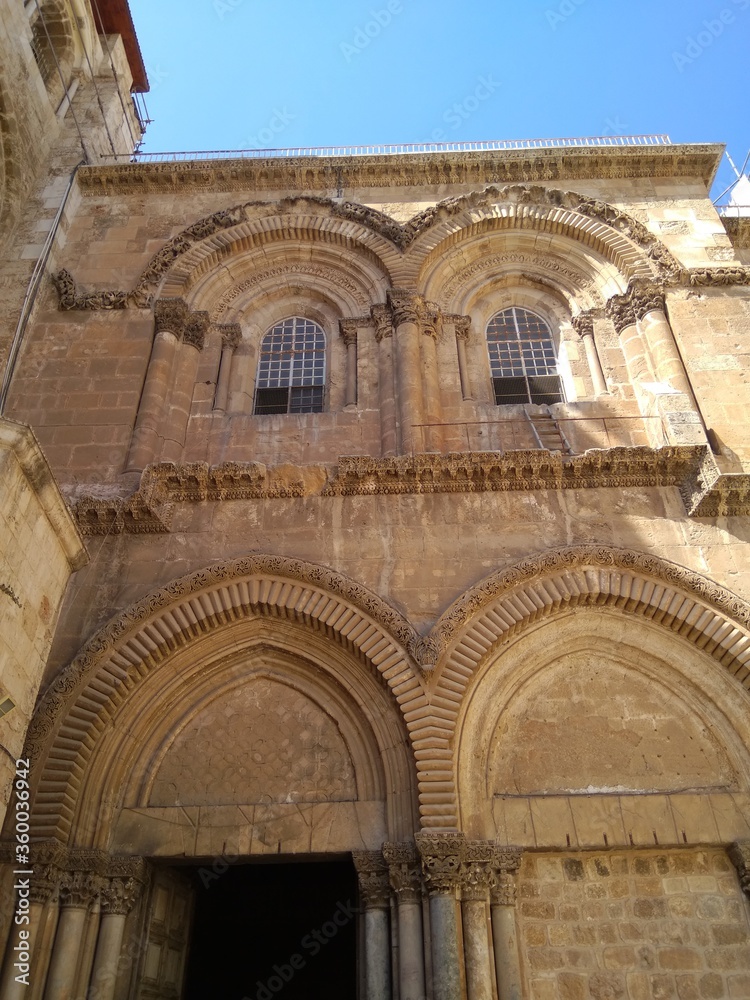 Wall of the temple of the Holy Sepulcher in Jerusalem.