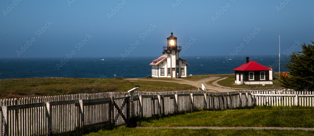 Mendocino, California, Point Cabrillo lighthouse at Cape Cabrillo Light Station State Historic Park