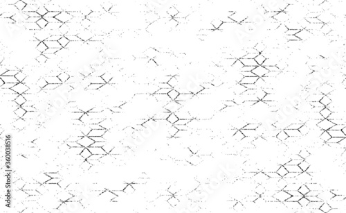 Rough texture. Broken plaster wall effect. Grunge worn damask pattern design. Distressed fabric texture. Overlay texture design. Vector illustration. Eps10.