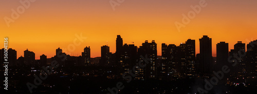 Skyline of the city during a sunset