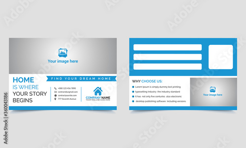 Real Estate Postcard Design Vector Template, Business Postcard Layout, Modern Postcard Design, and Business Template