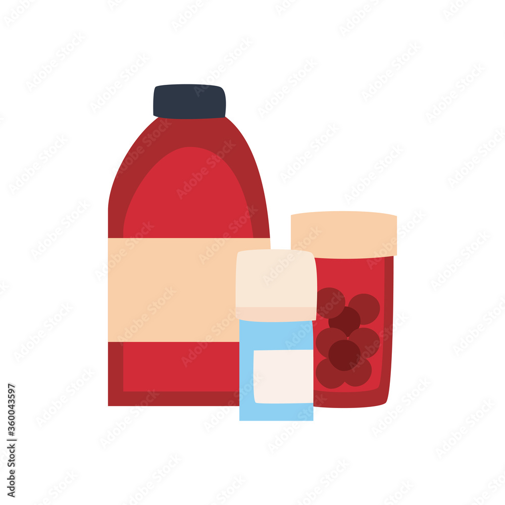 Medicine jars flat style icon vector design Medicine jars flat style icon vector design