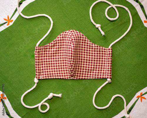 Red gingham mask front