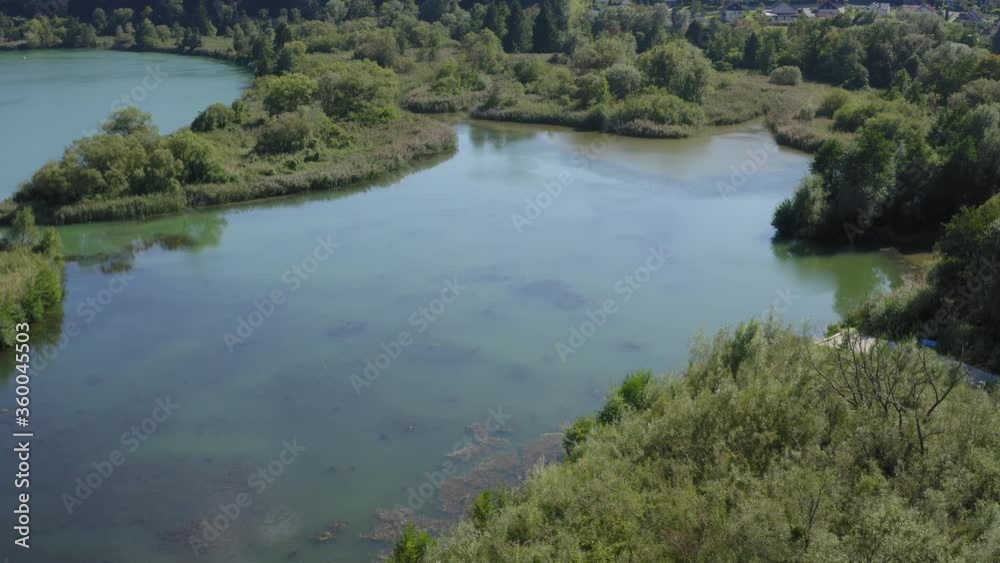 Aerial reveal over Drava lake. Slovenia Aerial reveal over Drava lake. Slovenia