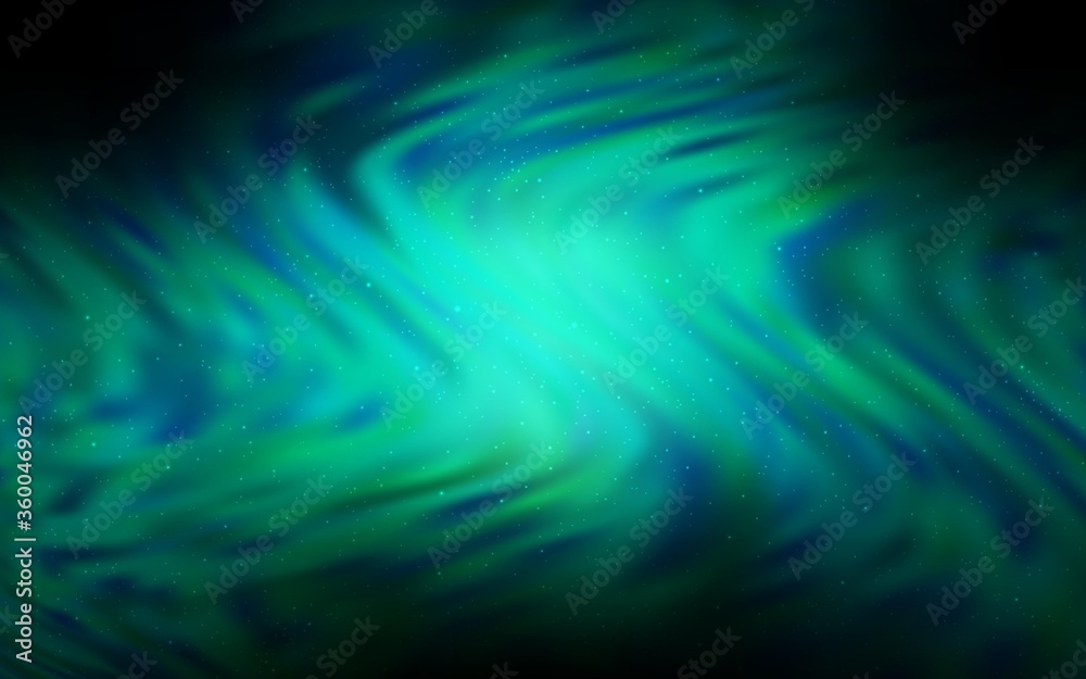 Dark Blue, Green vector template with space stars. Space stars on blurred abstract background with gradient. Pattern for astrology websites.