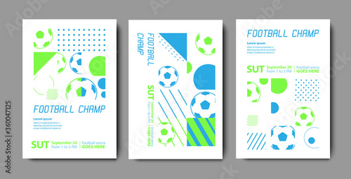 Football flyer, ticket or banner background. Soccer or football ball on modern background. Football abstract design template for soccer covers design