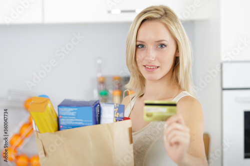 woman after shopping with a credit card