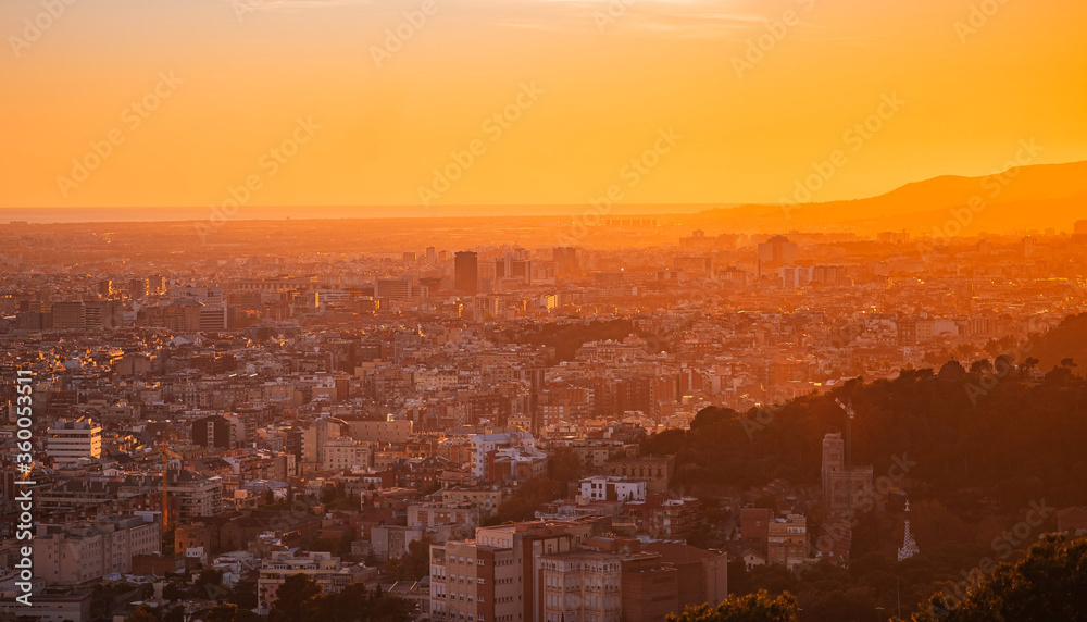 sunset over the city of Barcelona
