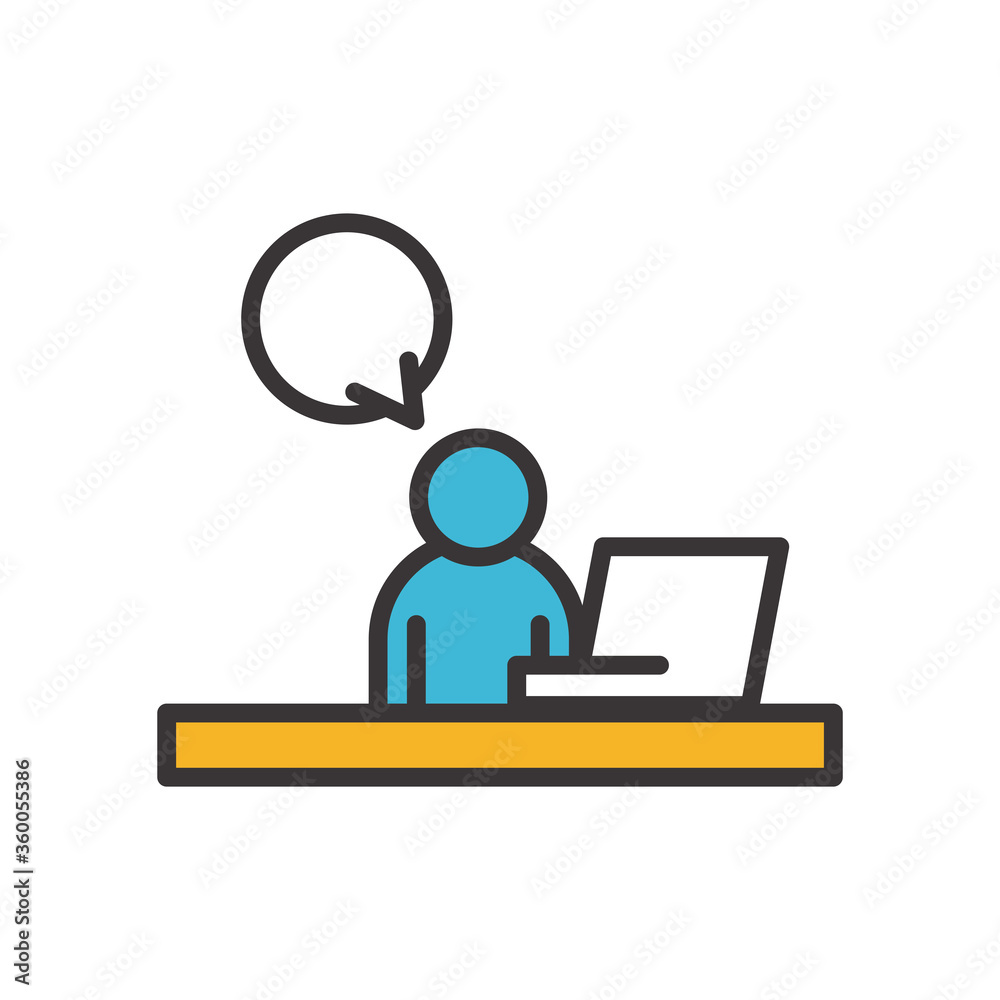 avatar man on desk line and fill style icon vector design avatar man on desk line and fill style icon vector design