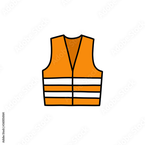 reflex vest doodle icon, vector color illustration