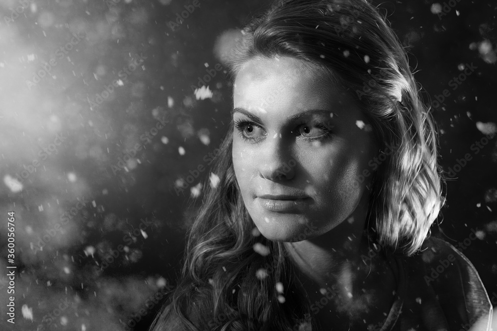 portrait of a young woman looking for the winter portrait of a young woman looking for the winter