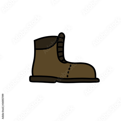safety boots doodle icon, vector color illustration