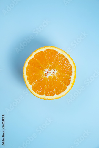 orange on blue background