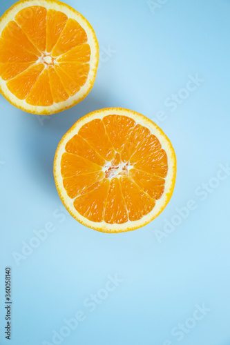 orange on blue background