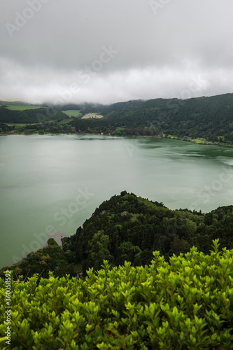 Lagoa das Furnas, volcanic crater lake in Sao Miguel Island in Azores, Portugal